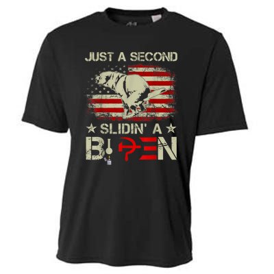 Just A Second Slidin A Biden Funny Saying Biden President Cooling Performance Crew T-Shirt