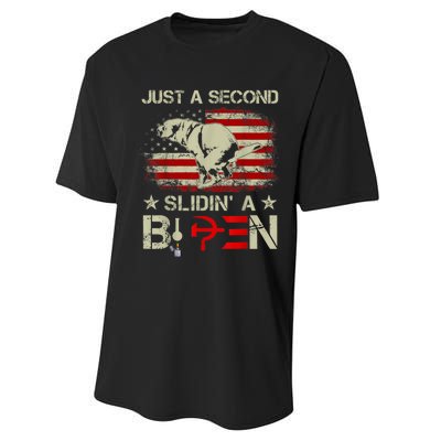 Just A Second Slidin A Biden Funny Saying Biden President Performance Sprint T-Shirt