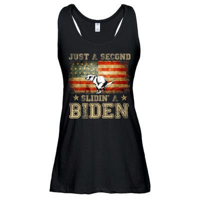 Just A Second Slidin’ A Biden – Funny Political Anti Biden Ladies Essential Flowy Tank