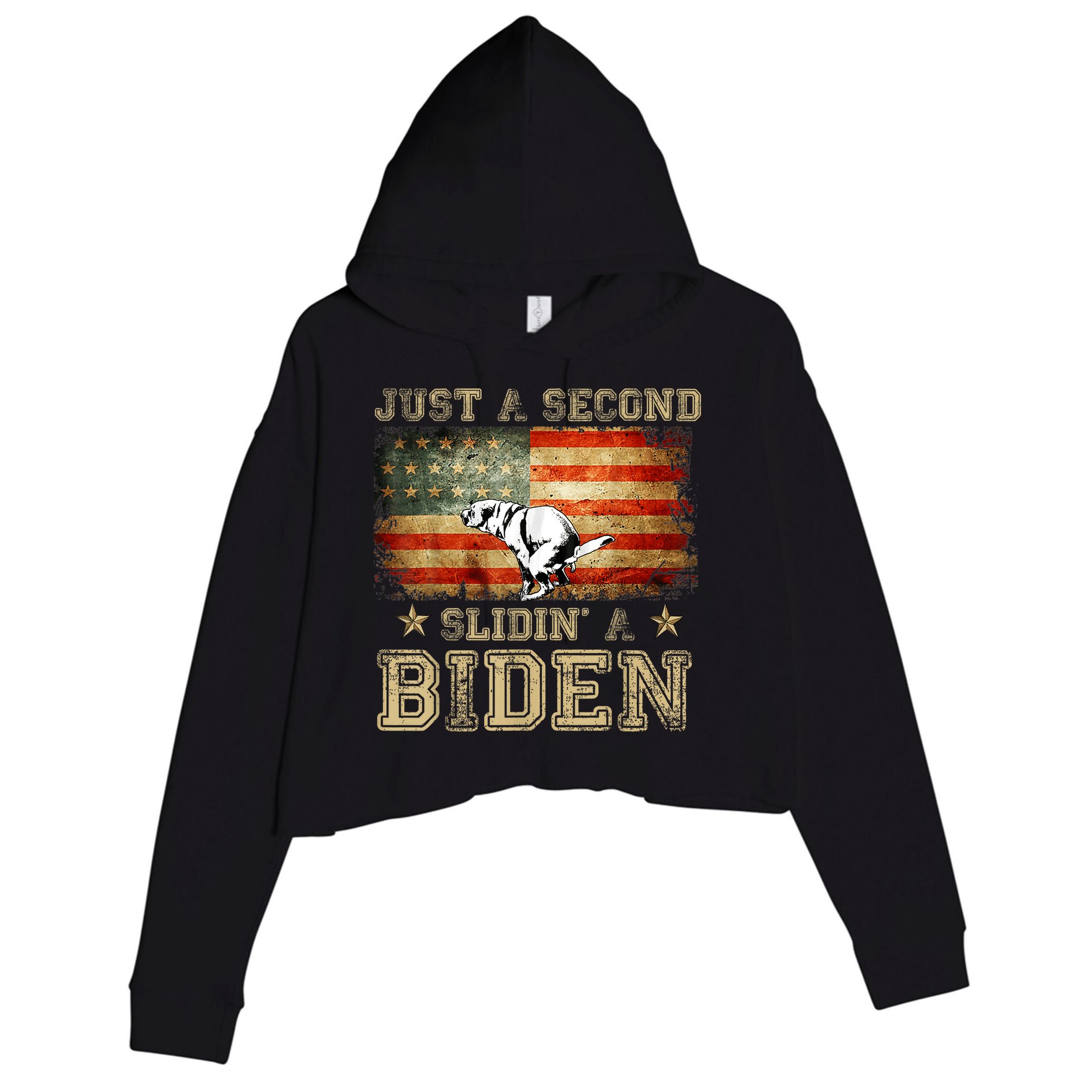 Just A Second Slidin’ A Biden – Funny Political Anti Biden Crop Fleece Hoodie