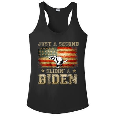 Just A Second Slidin’ A Biden – Funny Political Anti Biden Ladies PosiCharge Competitor Racerback Tank