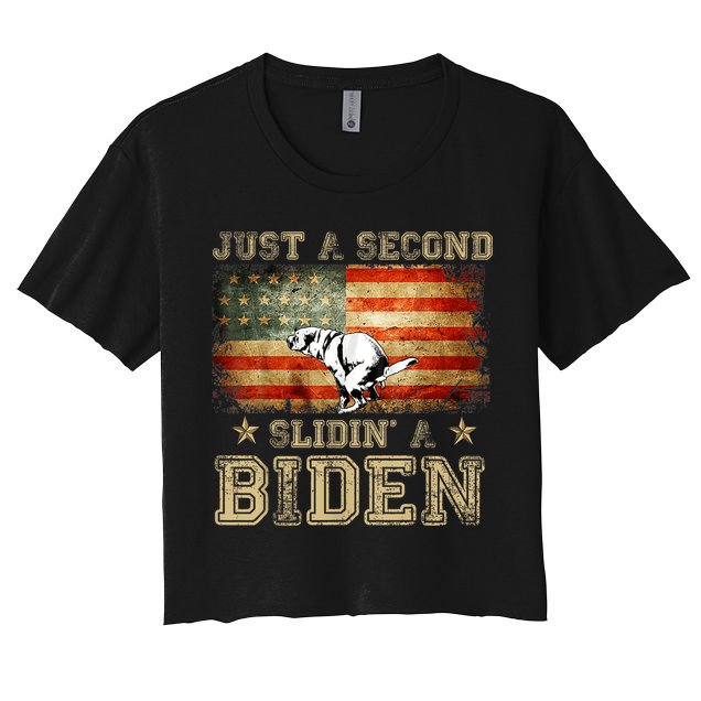 Just A Second Slidin’ A Biden – Funny Political Anti Biden Crop Top