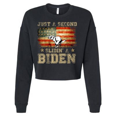 Just A Second Slidin’ A Biden – Funny Political Anti Biden Cropped Pullover Crew