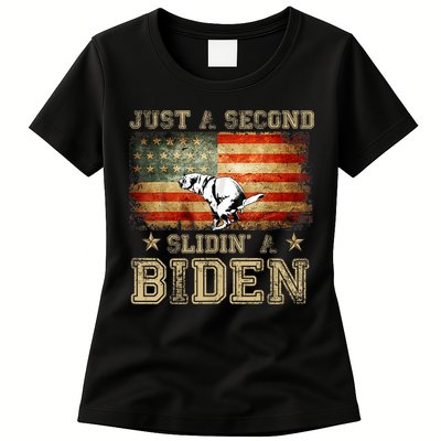 Just A Second Slidin’ A Biden – Funny Political Anti Biden Womens T-Shirt