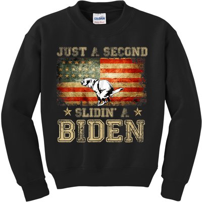 Just A Second Slidin’ A Biden – Funny Political Anti Biden Kids Sweatshirt