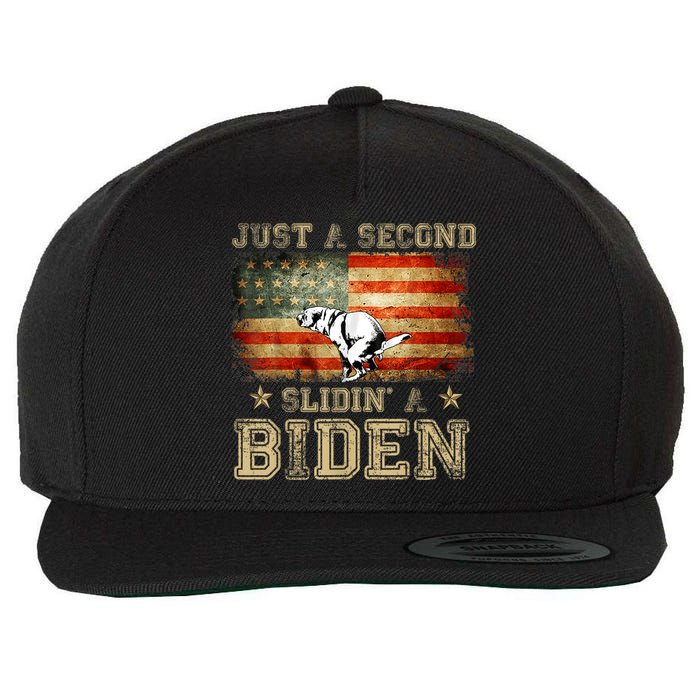 Just A Second Slidin’ A Biden – Funny Political Anti Biden Wool Snapback Cap