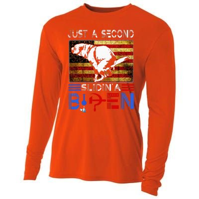 Just A Second Slidin A Biden Dog American Usa Flag Cooling Performance Long Sleeve Crew