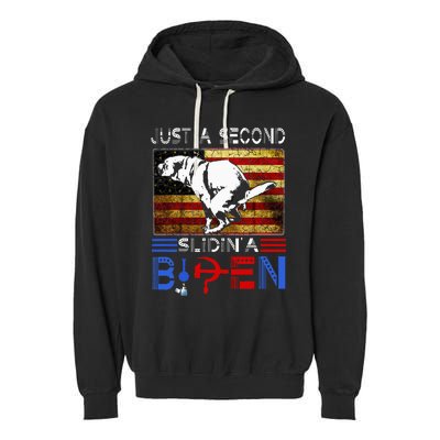 Just A Second Slidin A Biden Dog American Usa Flag Garment-Dyed Fleece Hoodie