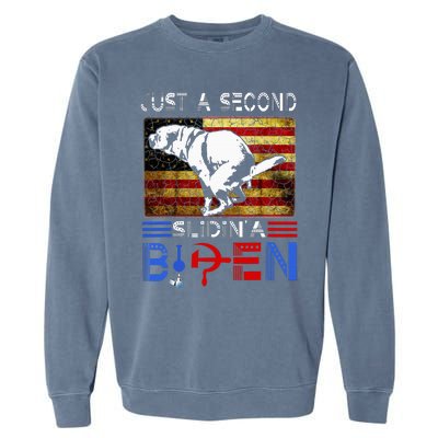 Just A Second Slidin A Biden Dog American Usa Flag Garment-Dyed Sweatshirt