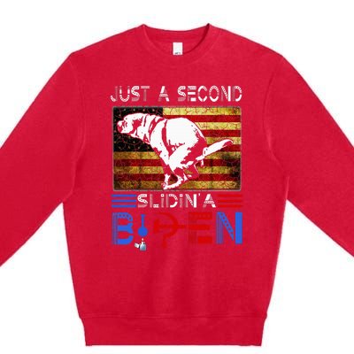 Just A Second Slidin A Biden Dog American Usa Flag Premium Crewneck Sweatshirt