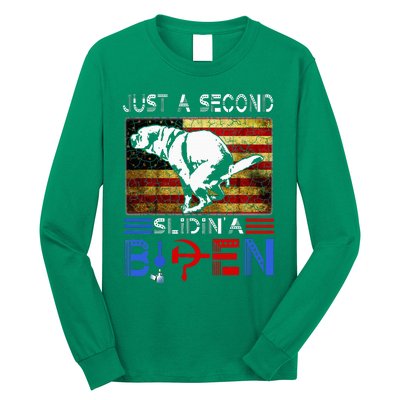 Just A Second Slidin A Biden Dog American Usa Flag Long Sleeve Shirt