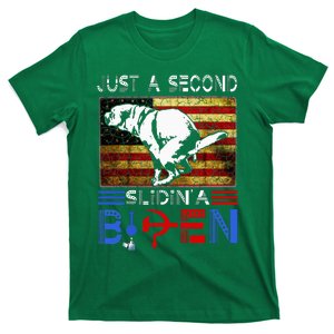 Just A Second Slidin A Biden Dog American Usa Flag T-Shirt