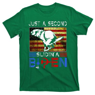 Just A Second Slidin A Biden Dog American Usa Flag T-Shirt