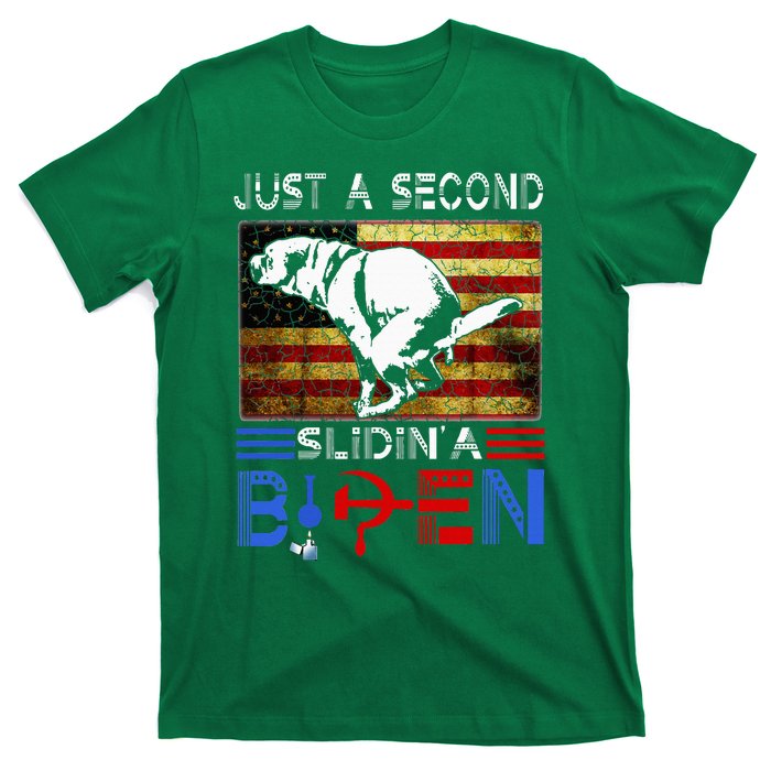 Just A Second Slidin A Biden Dog American Usa Flag T-Shirt