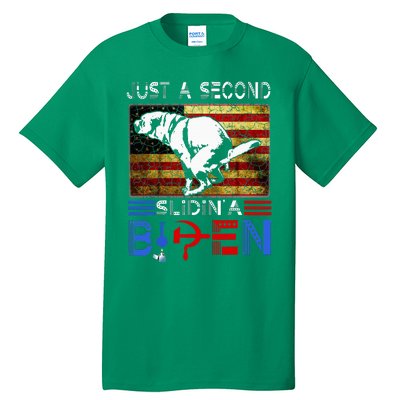 Just A Second Slidin A Biden Dog American Usa Flag Tall T-Shirt