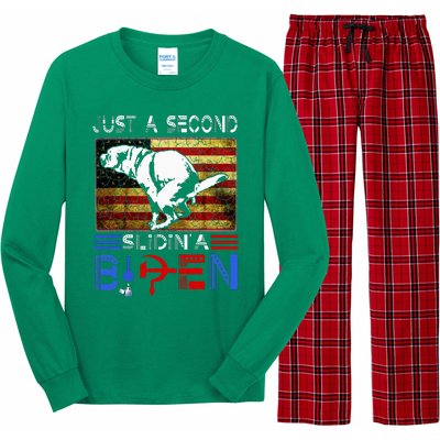 Just A Second Slidin A Biden Dog American Usa Flag Long Sleeve Pajama Set