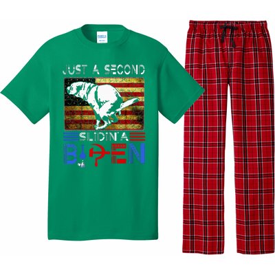 Just A Second Slidin A Biden Dog American Usa Flag Pajama Set