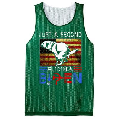 Just A Second Slidin A Biden Dog American Usa Flag Mesh Reversible Basketball Jersey Tank