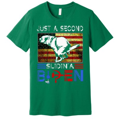 Just A Second Slidin A Biden Dog American Usa Flag Premium T-Shirt