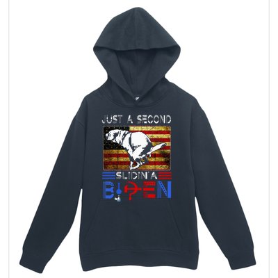 Just A Second Slidin A Biden Dog American Usa Flag Urban Pullover Hoodie