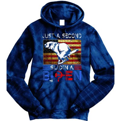 Just A Second Slidin A Biden Dog American Usa Flag Tie Dye Hoodie