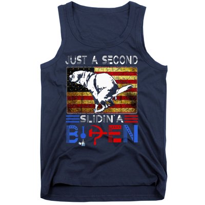 Just A Second Slidin A Biden Dog American Usa Flag Tank Top