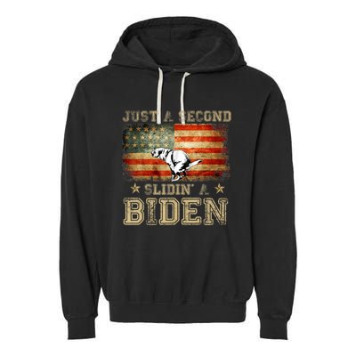 Just A Second Slidin’ A Biden – Funny Political Anti Biden Garment-Dyed Fleece Hoodie