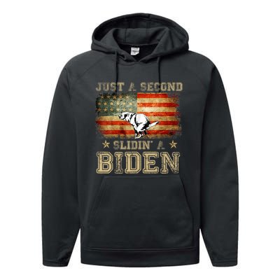 Just A Second Slidin’ A Biden – Funny Political Anti Biden Performance Fleece Hoodie