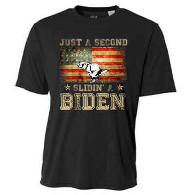 Just A Second Slidin’ A Biden – Funny Political Anti Biden Cooling Performance Crew T-Shirt