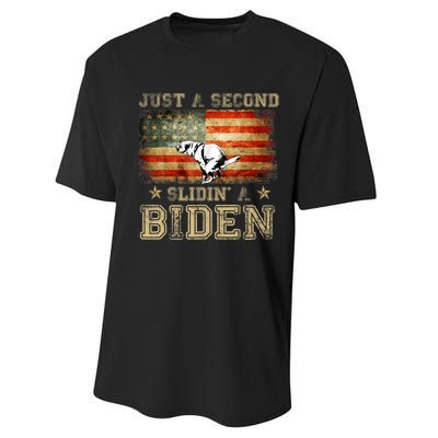 Just A Second Slidin’ A Biden – Funny Political Anti Biden Performance Sprint T-Shirt