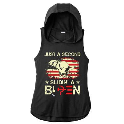 Just A Second Slidin A Biden Funny Saying Biden President Ladies PosiCharge Tri-Blend Wicking Draft Hoodie Tank