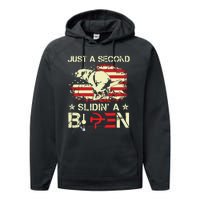 Just A Second Slidin A Biden Funny Saying Biden President Performance Fleece Hoodie