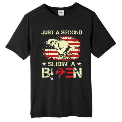 Just A Second Slidin A Biden Funny Saying Biden President Tall Fusion ChromaSoft Performance T-Shirt