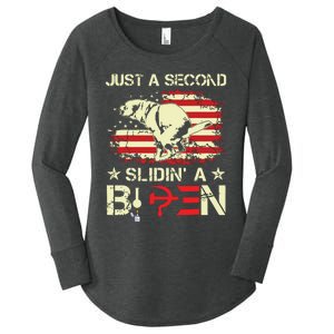 Just A Second Slidin A Biden Funny Saying Biden President Women's Perfect Tri Tunic Long Sleeve Shirt