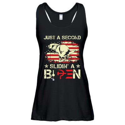 Just A Second Slidin A Biden Funny Saying Biden President Ladies Essential Flowy Tank