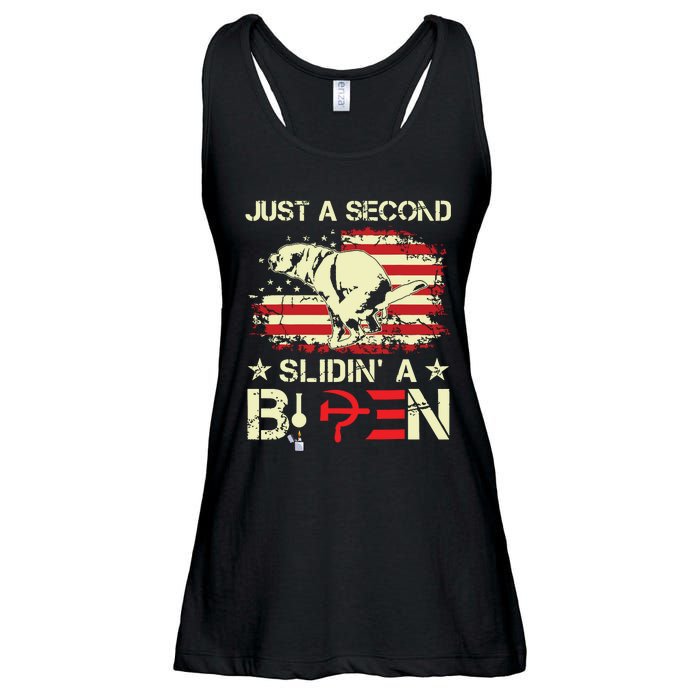 Just A Second Slidin A Biden Funny Saying Biden President Ladies Essential Flowy Tank