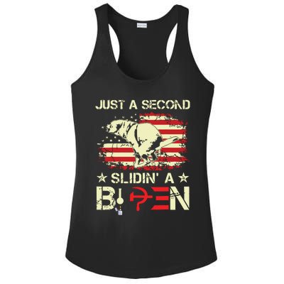 Just A Second Slidin A Biden Funny Saying Biden President Ladies PosiCharge Competitor Racerback Tank