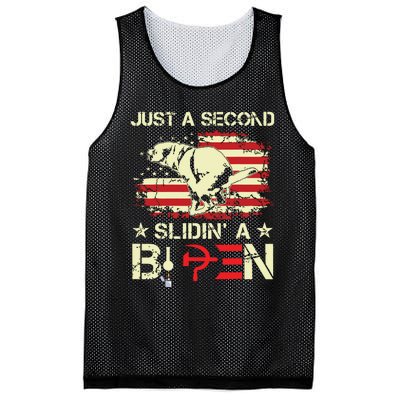 Just A Second Slidin A Biden Funny Saying Biden President Mesh Reversible Basketball Jersey Tank