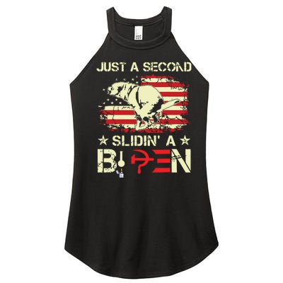 Just A Second Slidin A Biden Funny Saying Biden President Women's Perfect Tri Rocker Tank