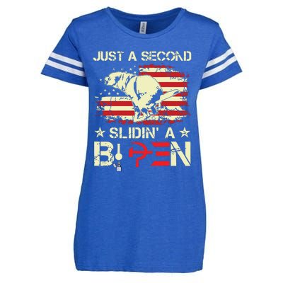 Just A Second Slidin A Biden Funny Saying Biden President Enza Ladies Jersey Football T-Shirt