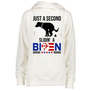 Just A Second Slidin A Biden Funny Dog Womens Funnel Neck Pullover Hood