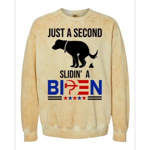 Just A Second Slidin A Biden Funny Dog Colorblast Crewneck Sweatshirt