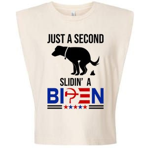 Just A Second Slidin A Biden Funny Dog Garment-Dyed Women's Muscle Tee