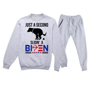 Just A Second Slidin A Biden Funny Dog Premium Crewneck Sweatsuit Set