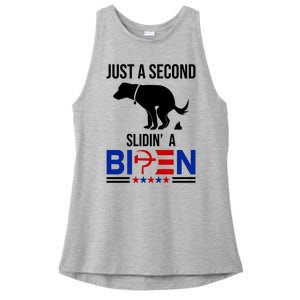 Just A Second Slidin A Biden Funny Dog Ladies PosiCharge Tri-Blend Wicking Tank