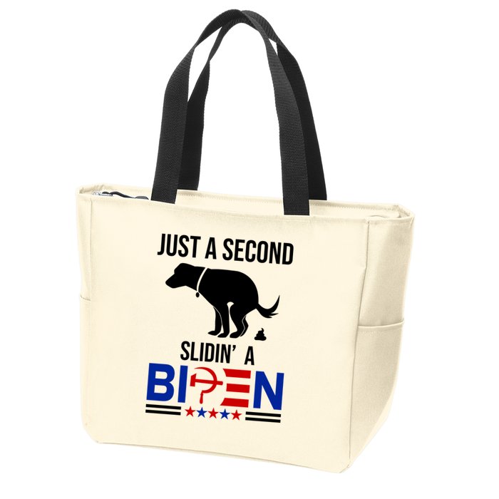 Just A Second Slidin A Biden Funny Dog Zip Tote Bag