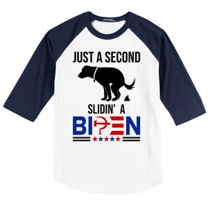 Just A Second Slidin A Biden Funny Dog Baseball Sleeve Shirt