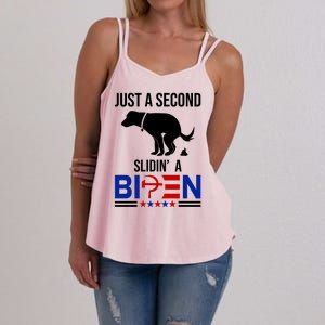 Just A Second Slidin A Biden Funny Dog Women's Strappy Tank