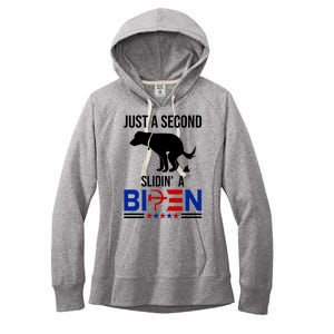 Just A Second Slidin A Biden Funny Dog Women's Fleece Hoodie