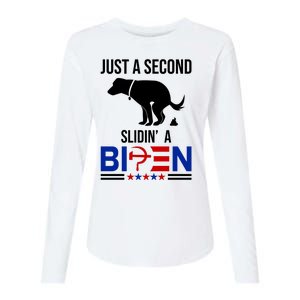 Just A Second Slidin A Biden Funny Dog Womens Cotton Relaxed Long Sleeve T-Shirt